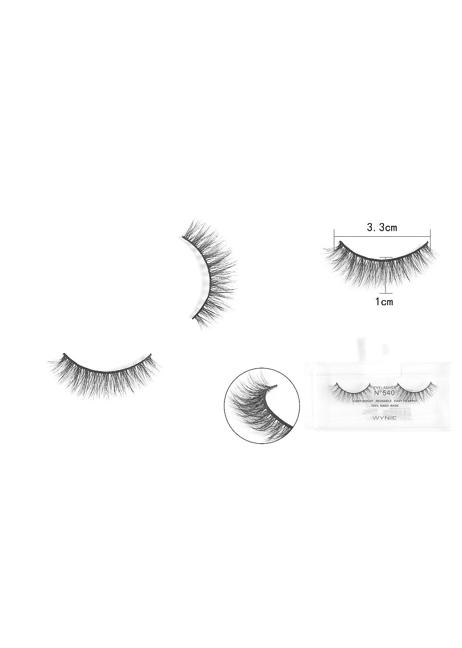 WYNIE Ciglia Finte 3.3cm N540 – Fibra Sintetica, Effetto Naturale