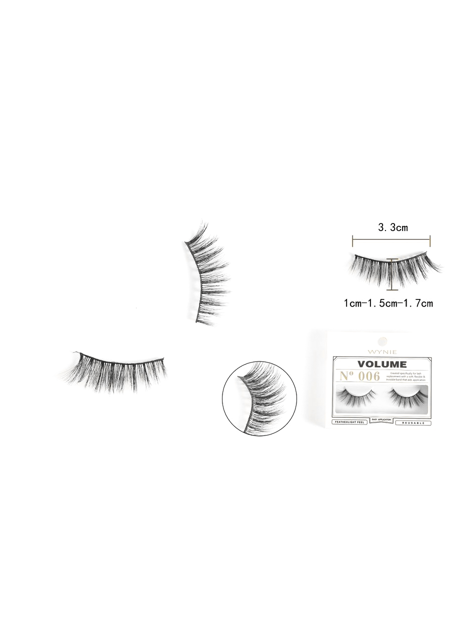 WYNIE Ciglia Finte 3.3cm N006 – Fibra Sintetica, Effetto Naturale
