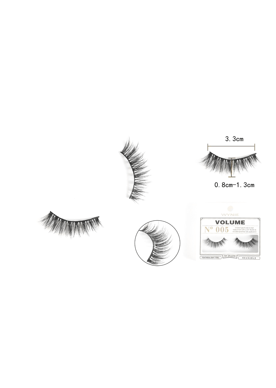 WYNIE Ciglia Finte 3.3cm N005 – Fibra Sintetica, Effetto Naturale