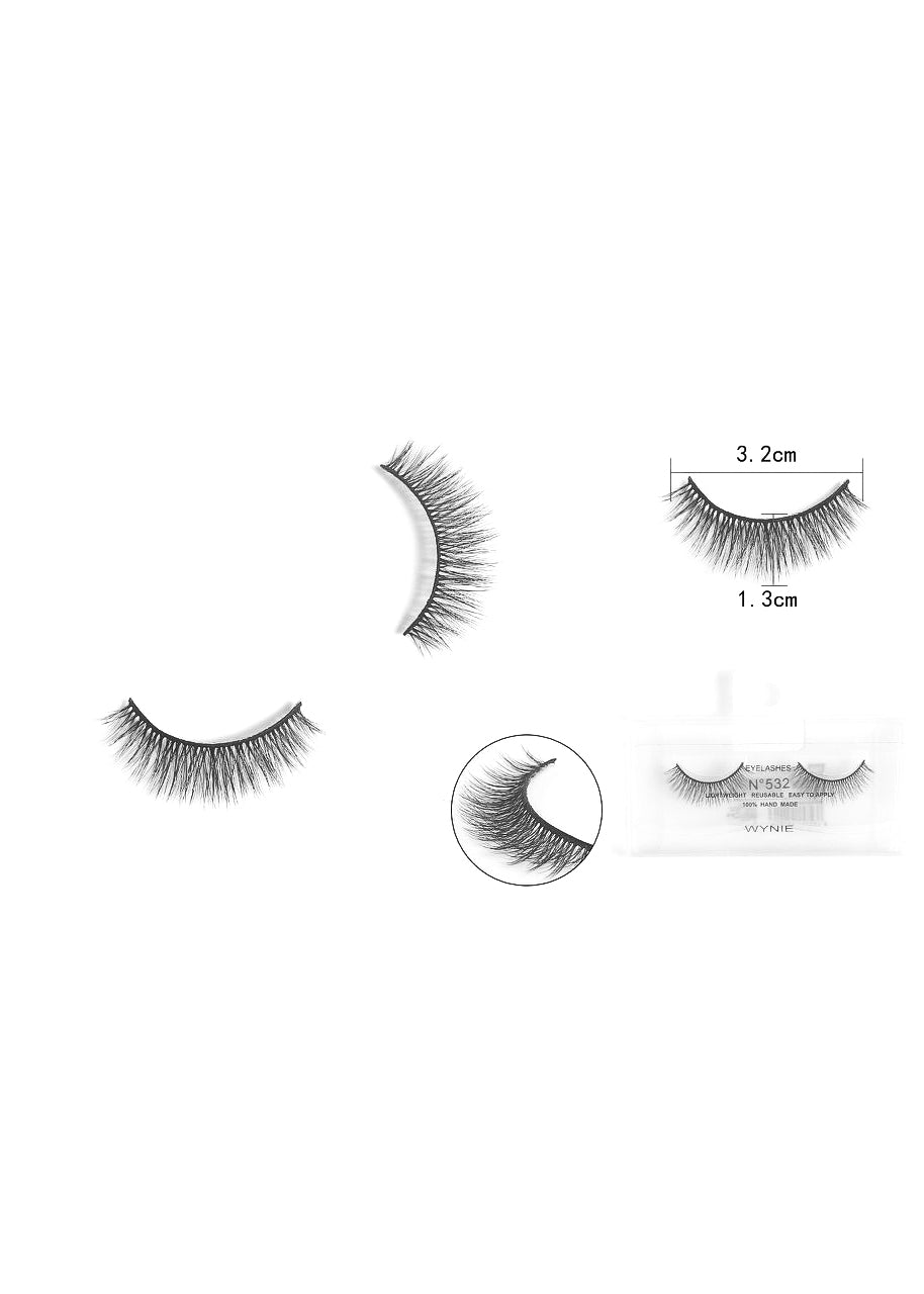 WYNIE Ciglia Finte 3.3cm N532 – Fibra Sintetica, Effetto Naturale