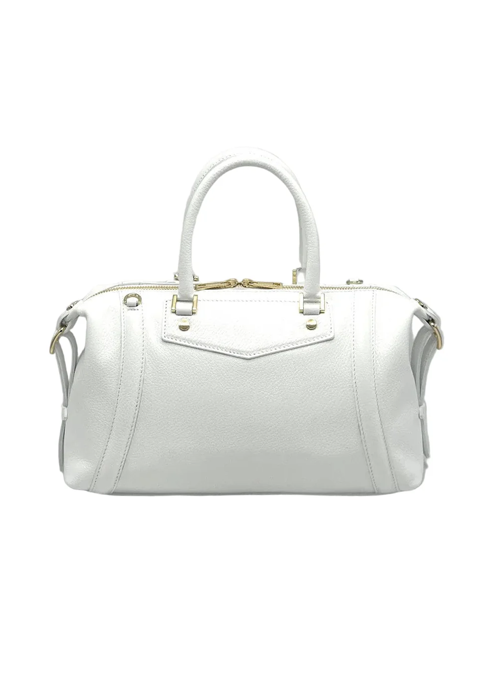 Borsa Boston da donna in vera pelle con tracolla regolabile, Made in Italy, art. 112677Nuova Bianco