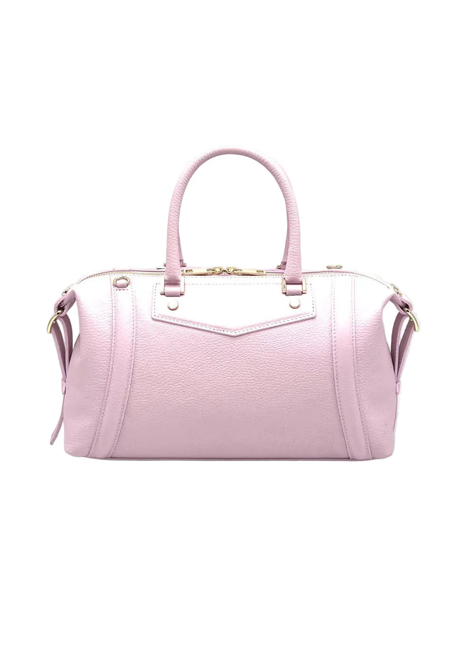 Borsa Boston da donna in vera pelle con tracolla regolabile, Made in Italy, art. 112677Nuova Pink
