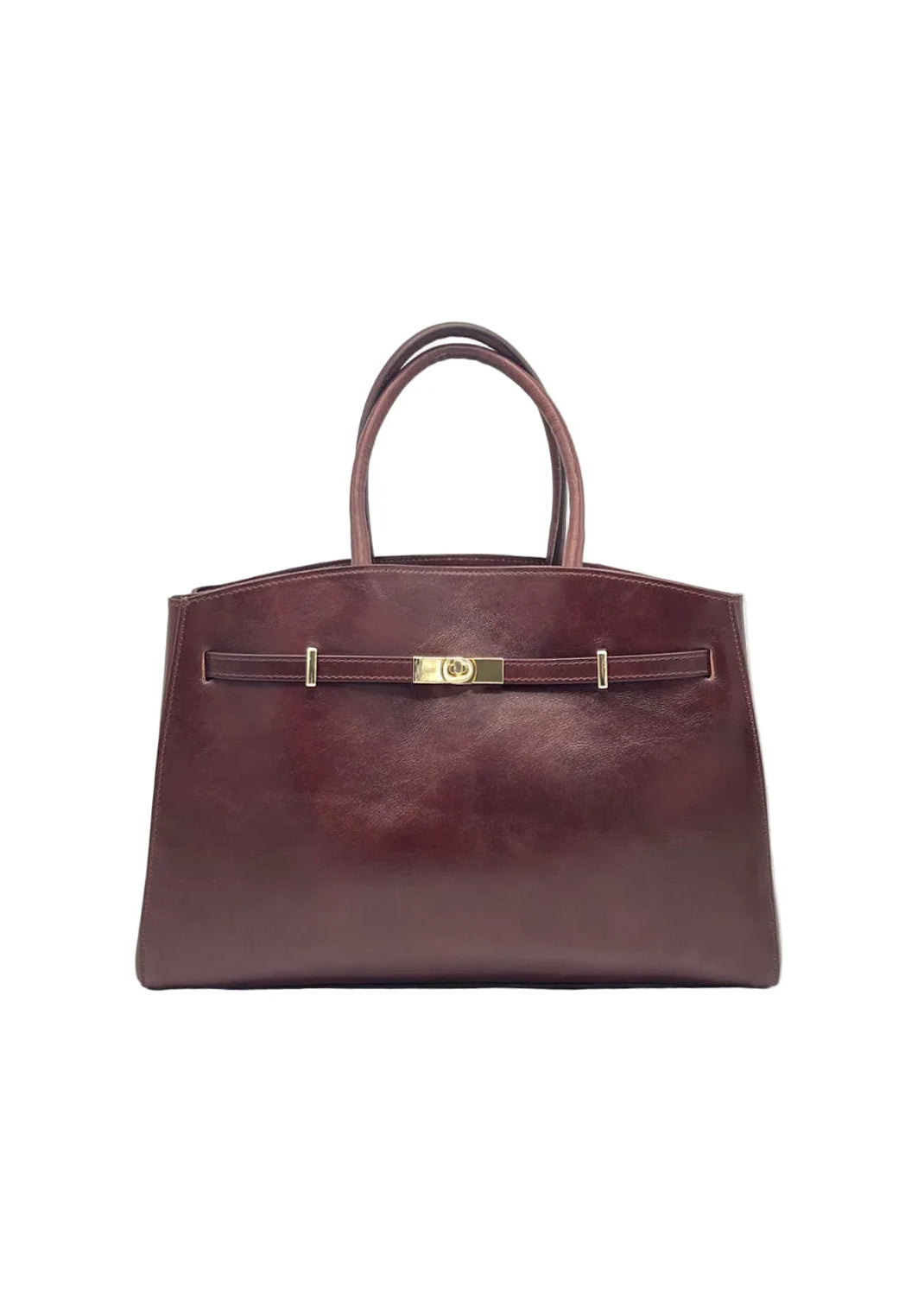 Borsa a Mano da Donna in Vera Pelle e Cuoio, Taglia Grande, Tracolla Removibile, Made in Italy – art. 112731 Rosso scuro