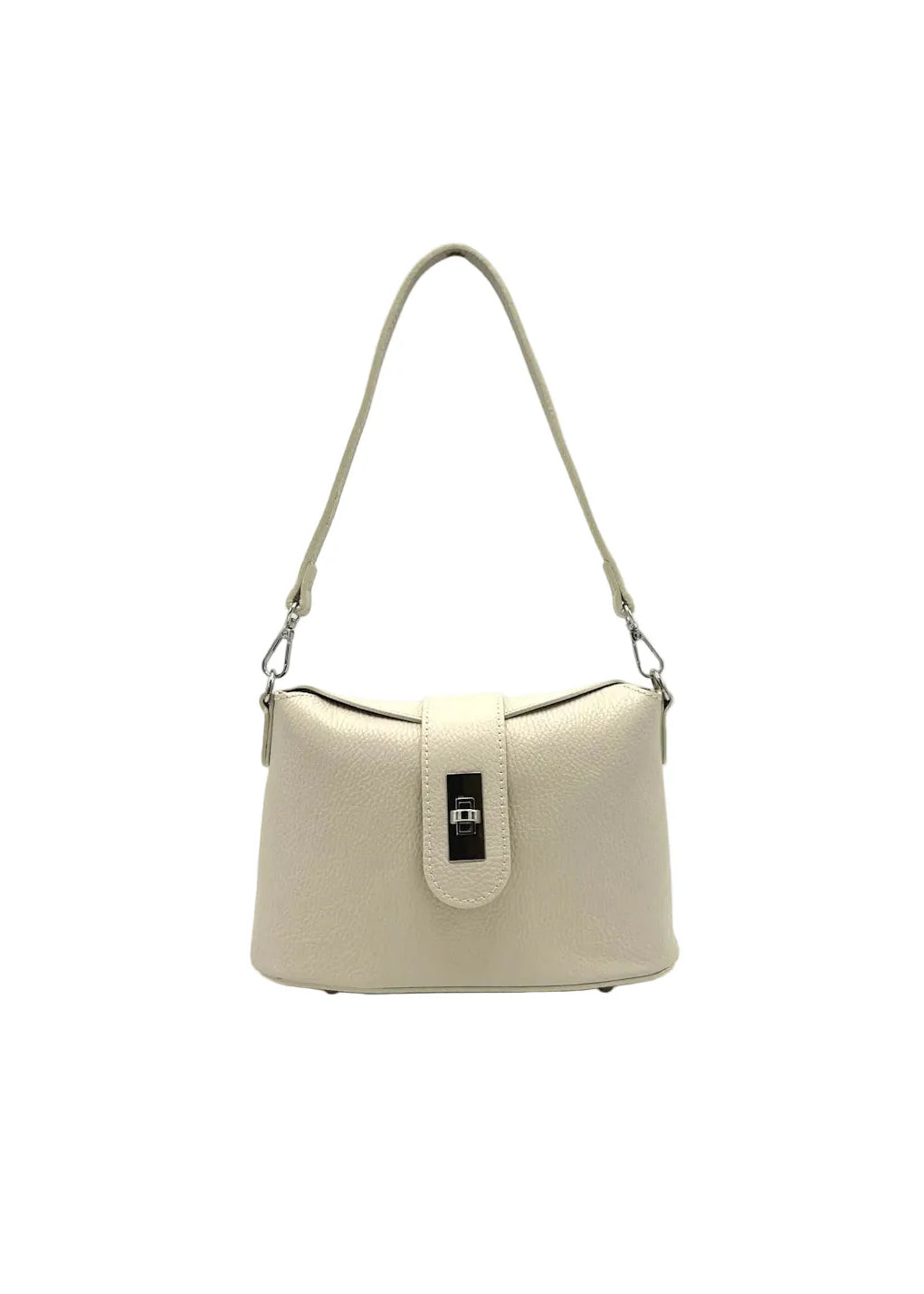 Borsa a Tracolla da Donna in Vera Pelle, 2 Tracolle Removibili, Made in Italy – art. 112745 Beige
