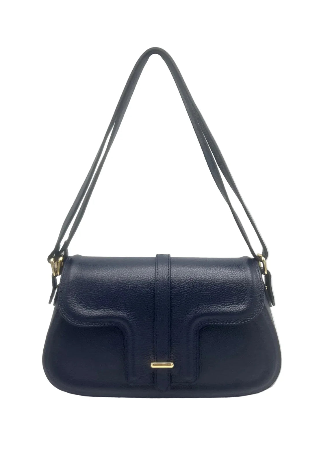 Borsa a Tracolla da Donna in Vera Pelle, 2 Modi di Indossarla, Made in Italy – art. 112729 Blue notte