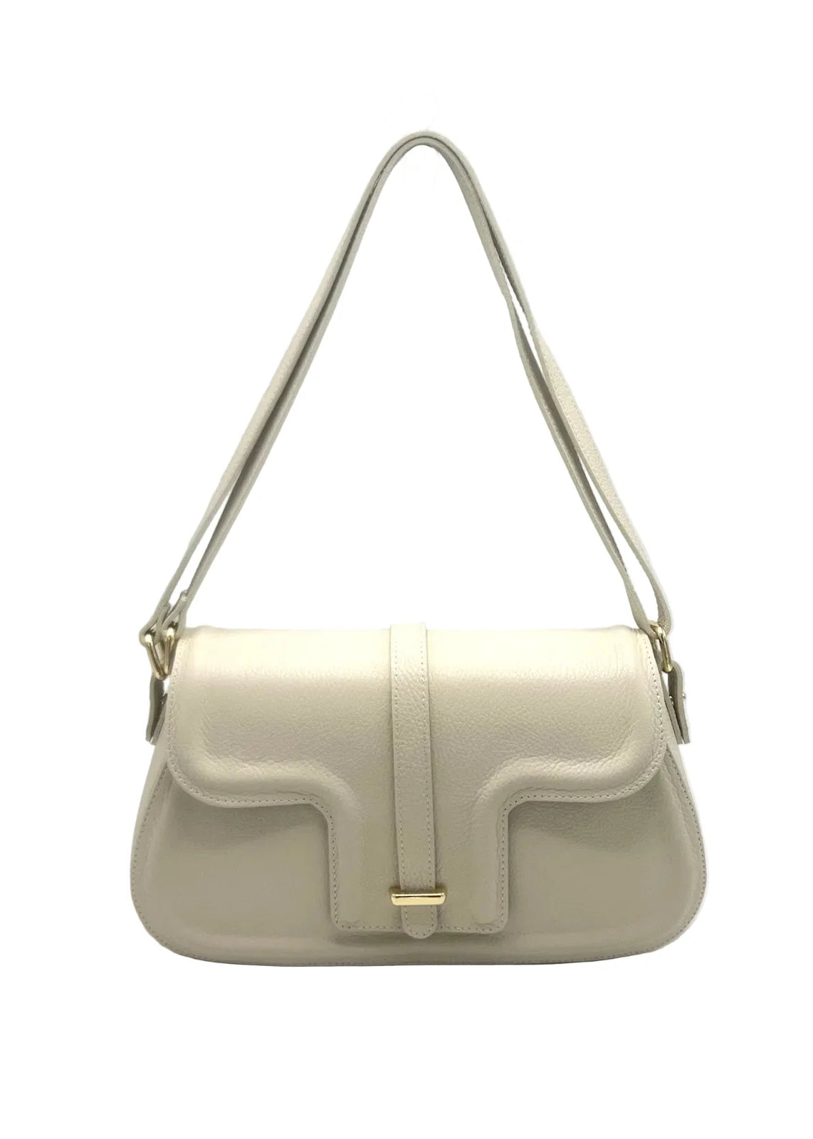 Borsa a Tracolla da Donna in Vera Pelle, 2 Modi di Indossarla, Made in Italy – art. 112729 Beige