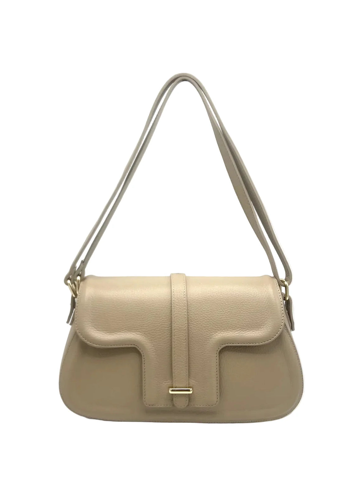 Borsa a Tracolla da Donna in Vera Pelle, 2 Modi di Indossarla, Made in Italy – art. 112729 Kakhi