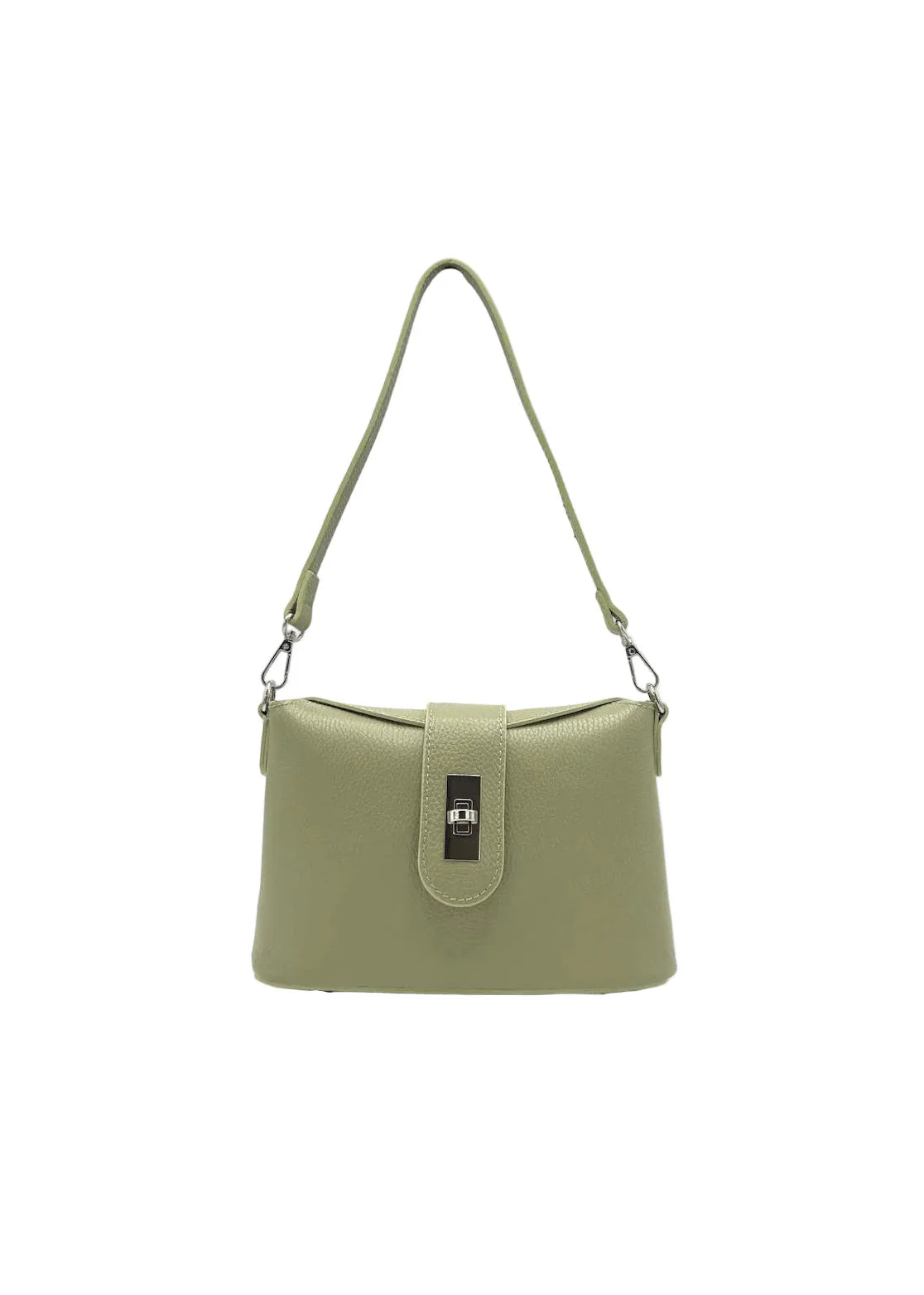 Borsa a Tracolla da Donna in Vera Pelle, 2 Tracolle Removibili, Made in Italy – art. 112745 Verde.Bottiglia