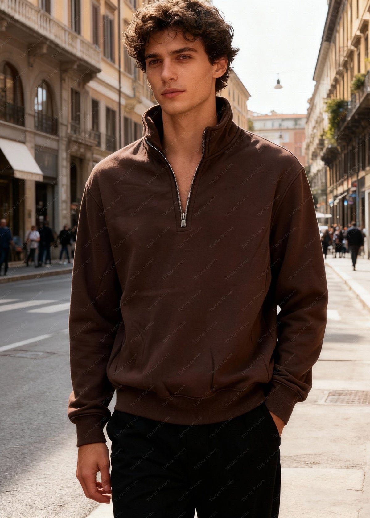 Felpa Unisex con Mezza Zip Foderata in Pile - Pullover Caldo Invernale