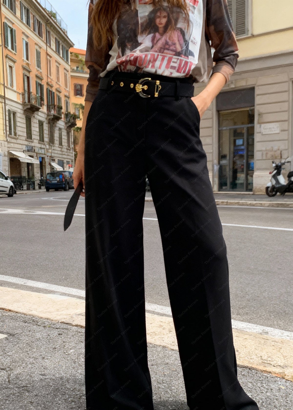 Pantaloni Palazzo Donna - Vita Alta con Cintura