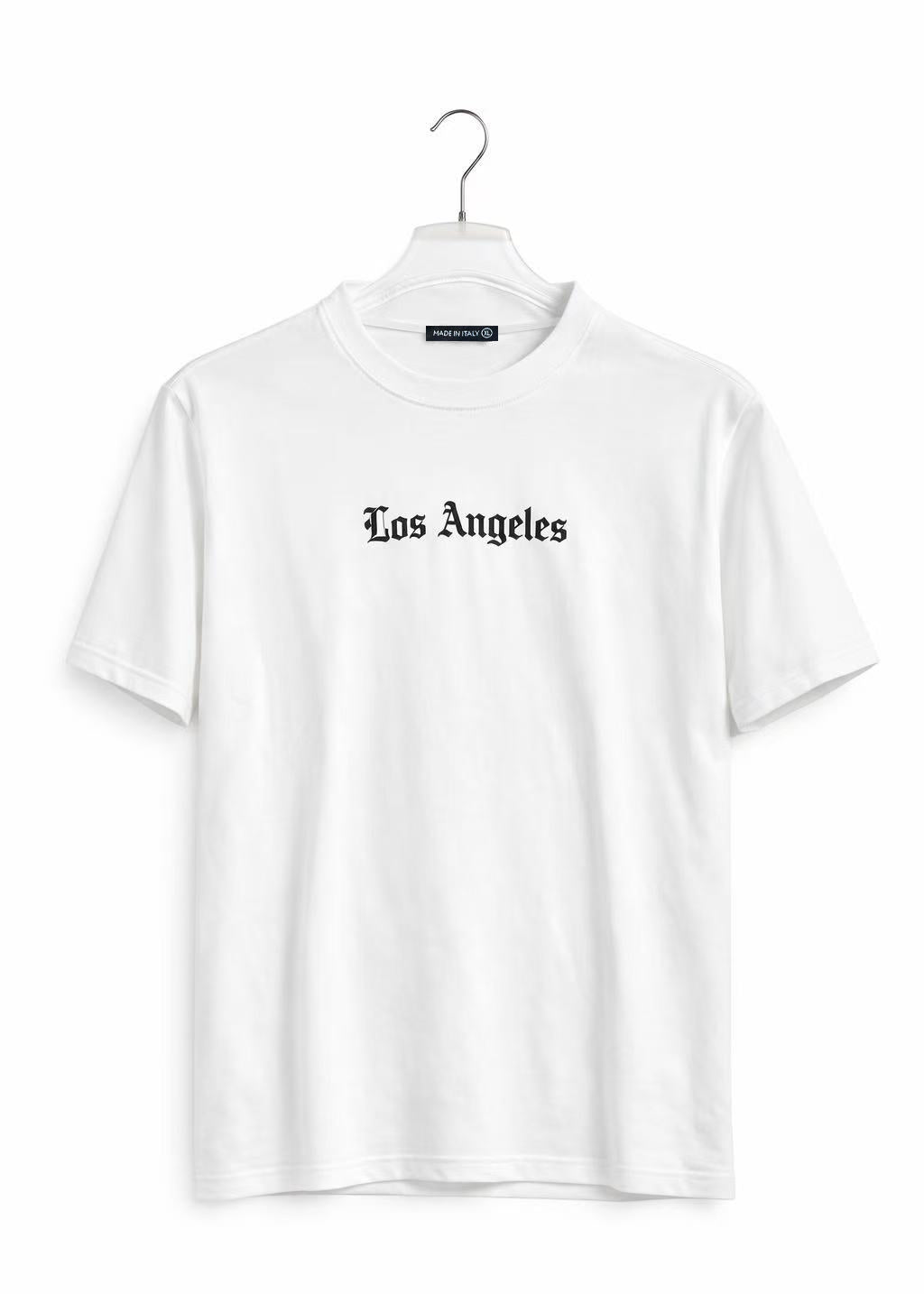 T-Shirt Uomo Los Angeles – Stampa Gotica Made in Italy Bianco