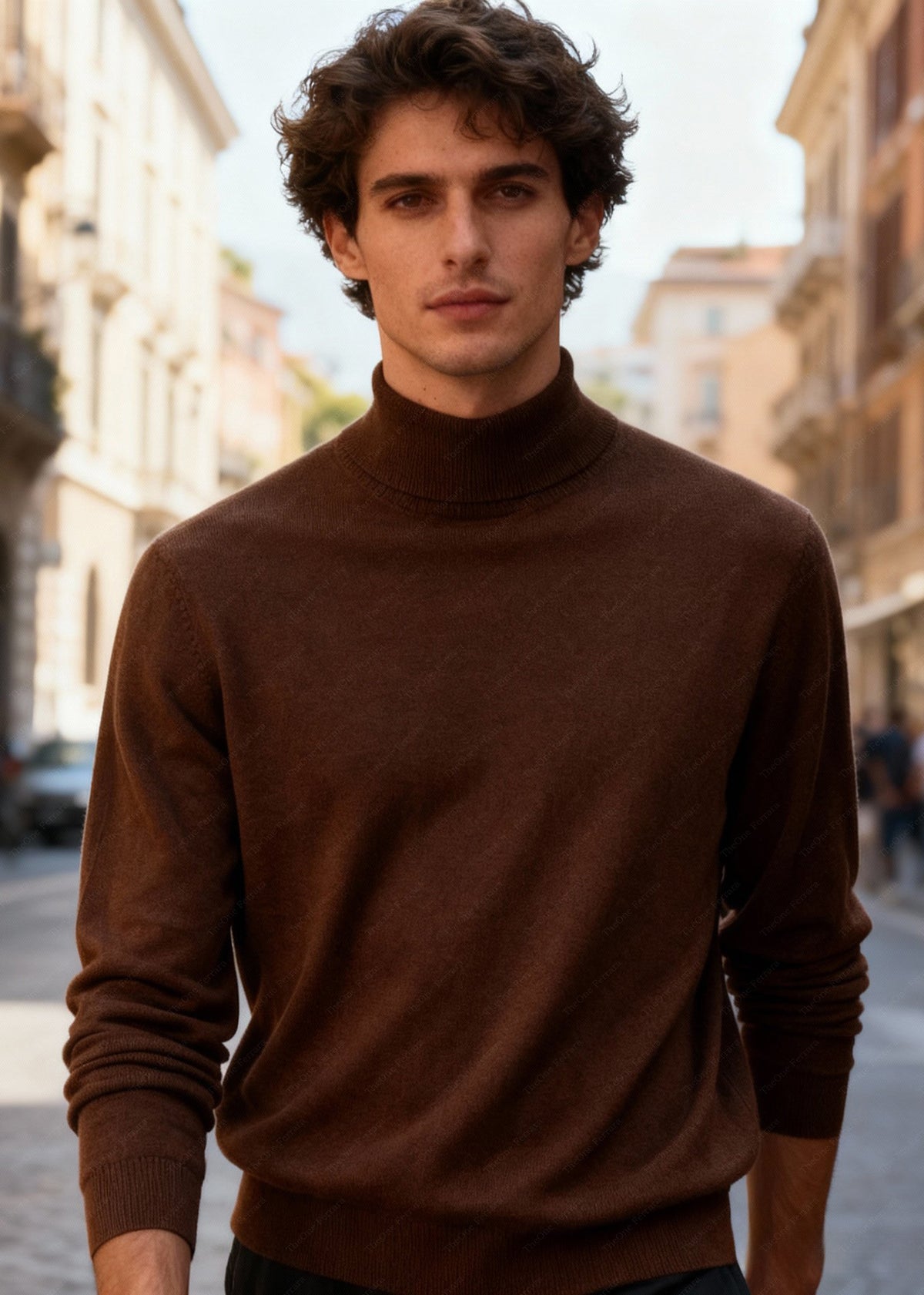 Maglione Uomo Collo Alto - Dolcevita Merino Autunno Inverno ct-008 Caffe