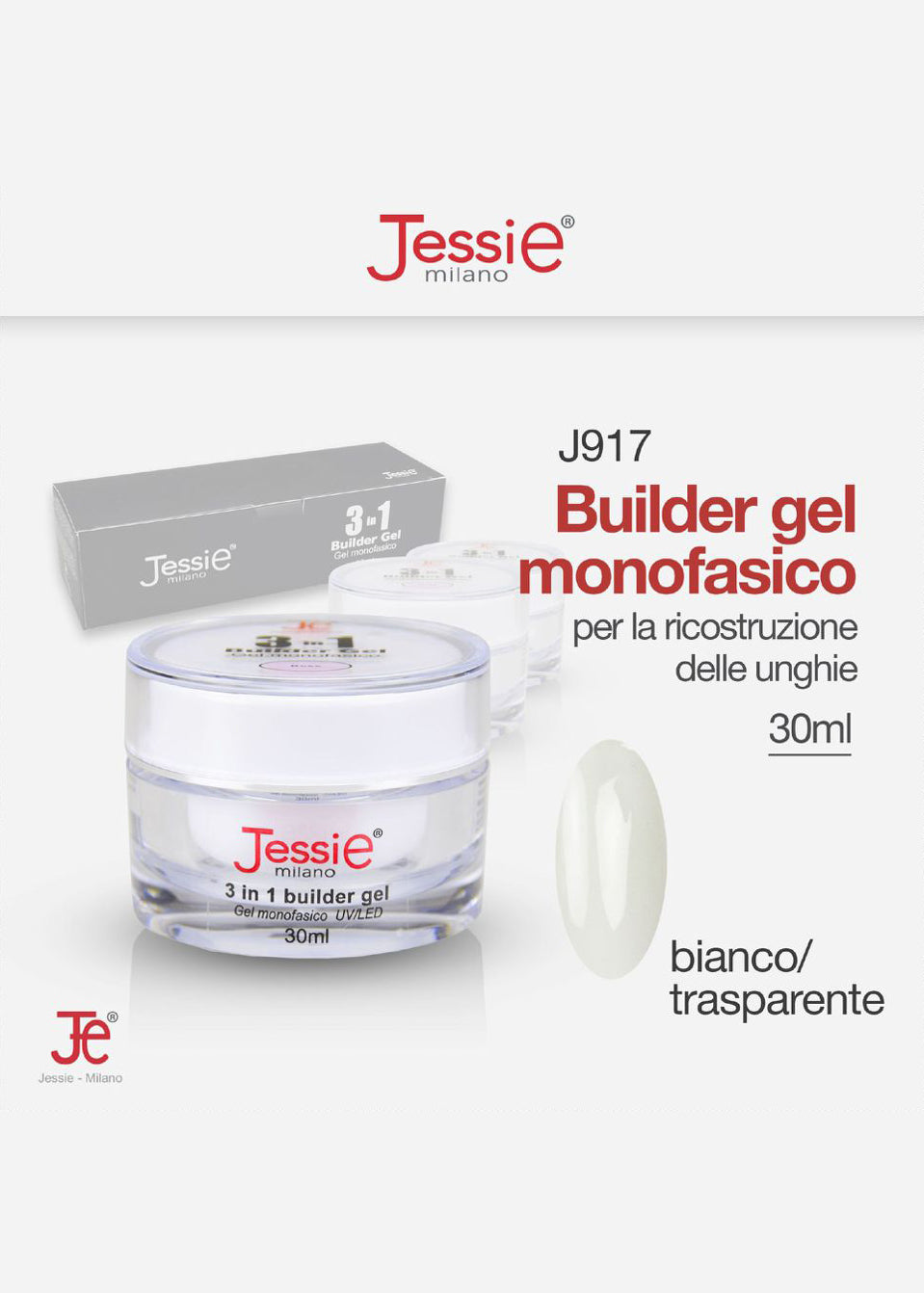 Gel Costruttore Monofasico 3in1 Bianco Trasparente 30ml