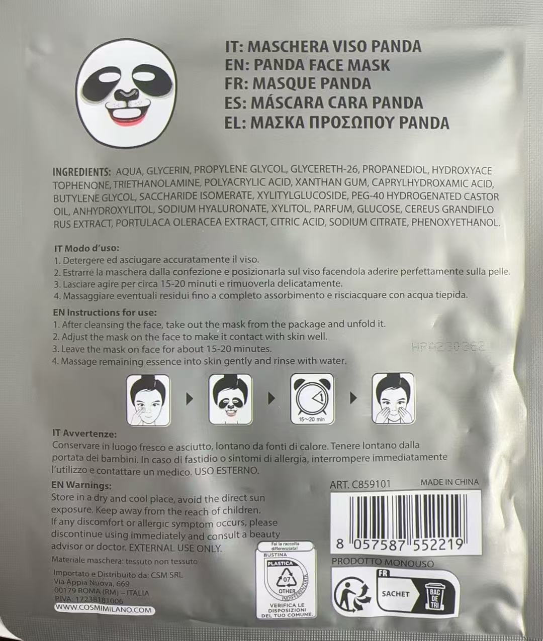 Maschera viso panda 25 ml