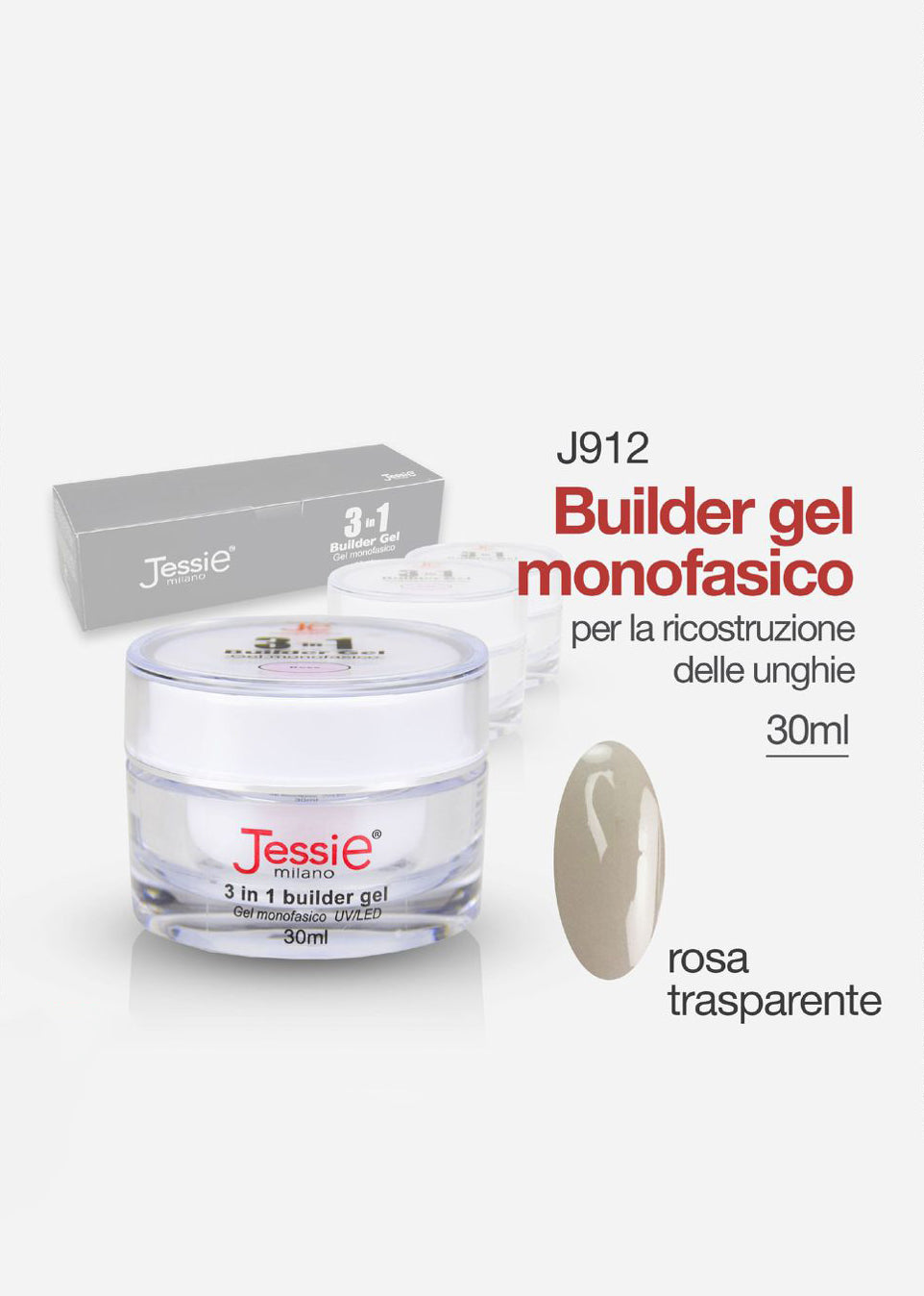 Gel Costruttore Monofasico 3in1 Rosa Trasparente 30ml
