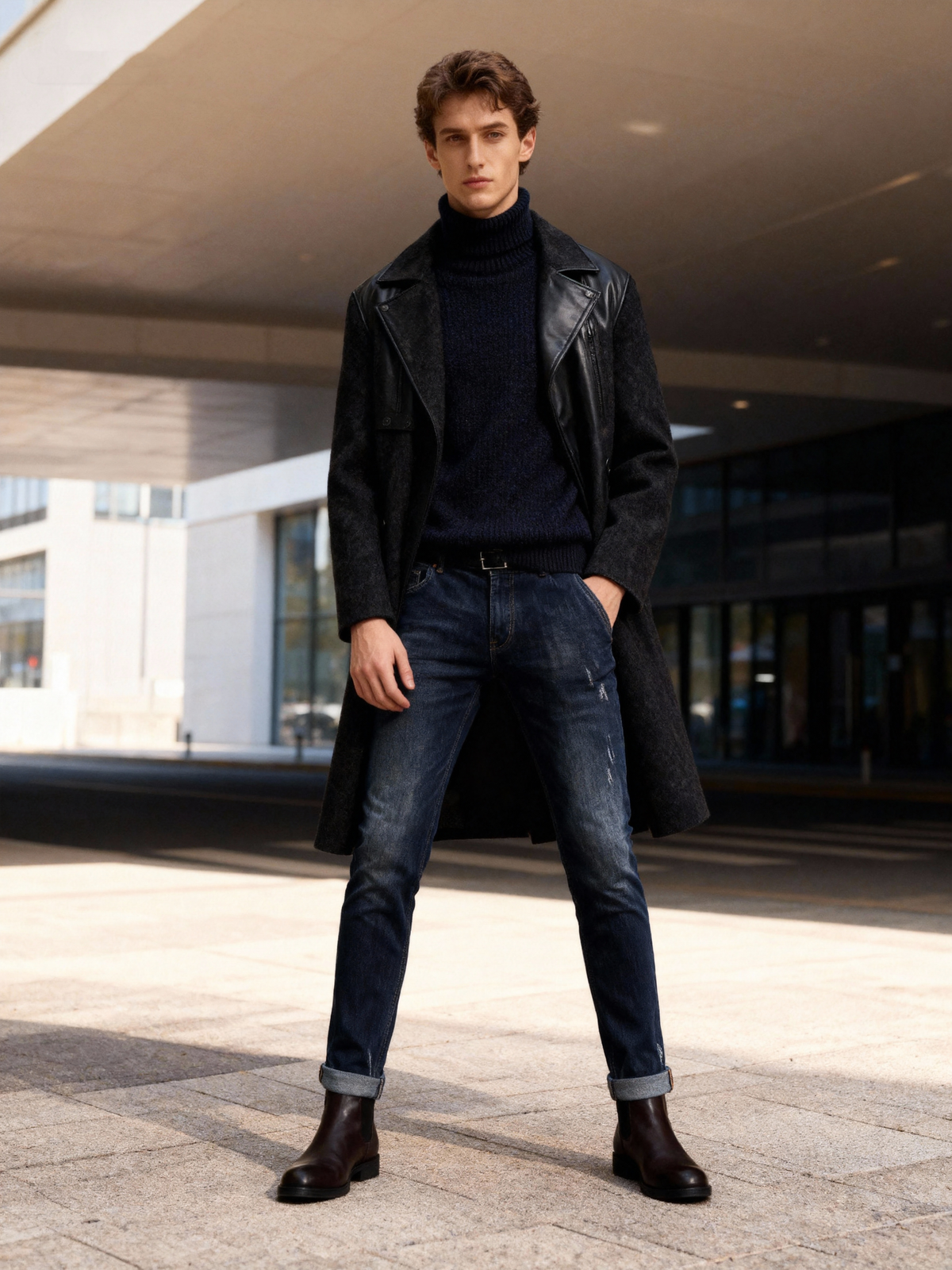 Jeans Uomo Slim Fit Elasticizzato – Denim Blu Lavato, Casual e Versatile-3507