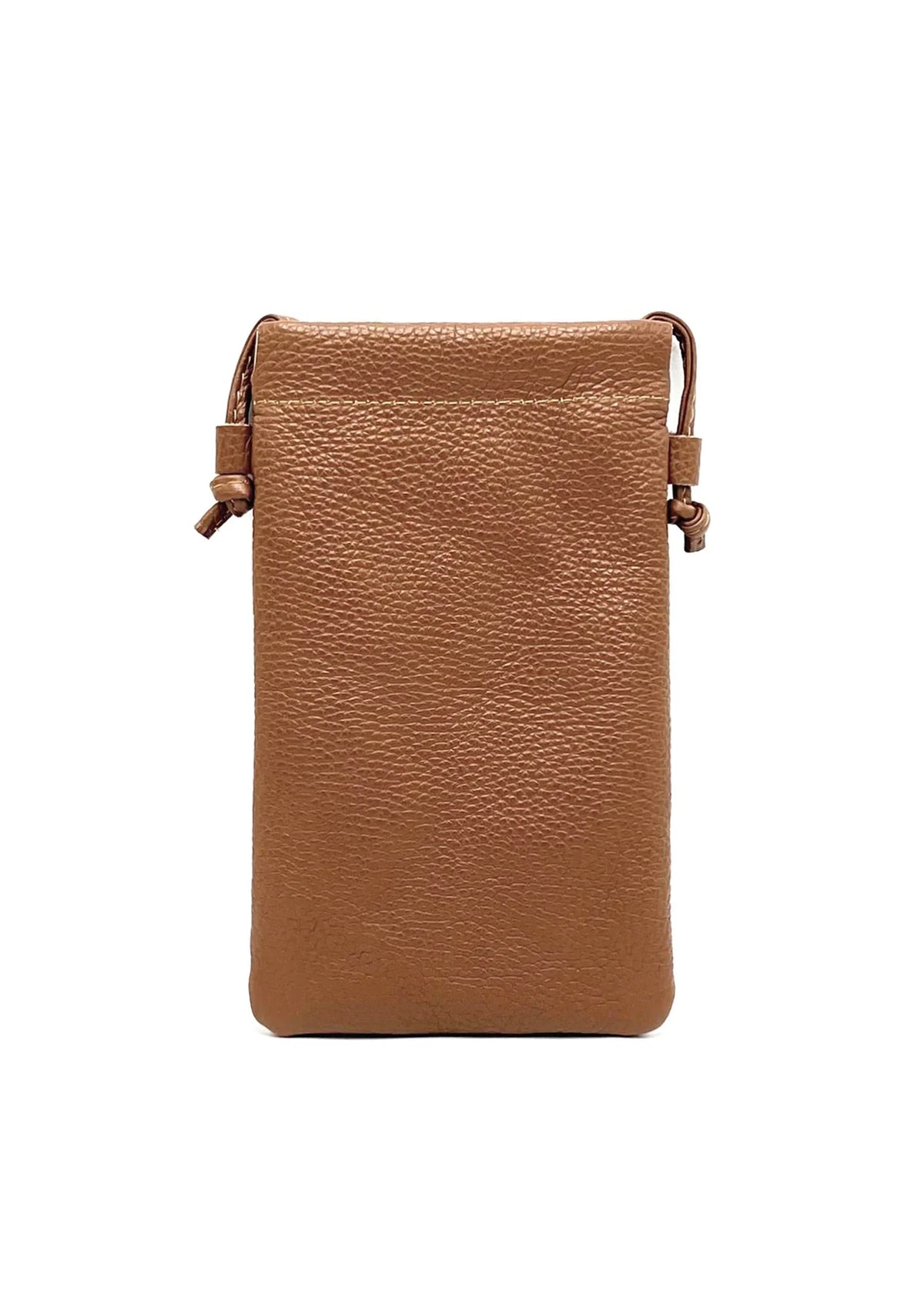 Borsa a tracolla porta cellulare in vera pelle, Made in Italy, art. 112628 Marrone