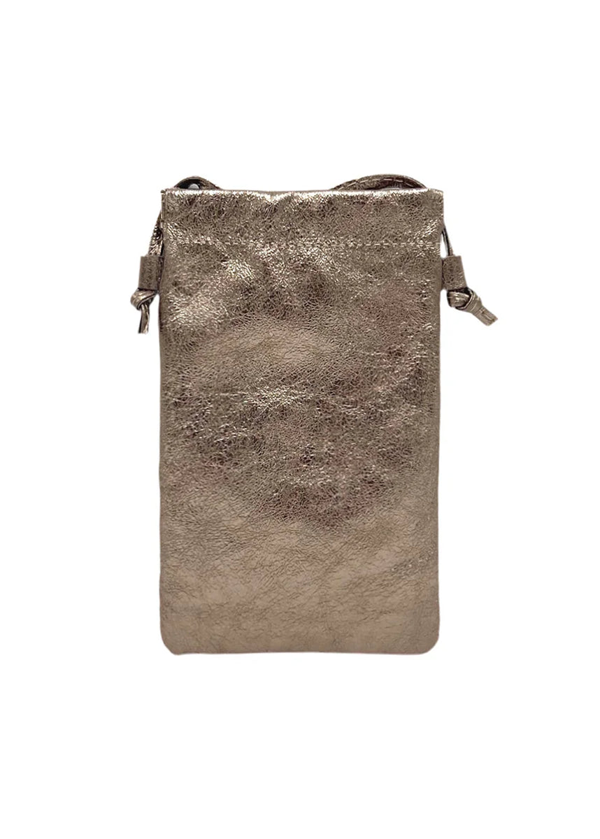 Borsa a tracolla porta cellulare in vera pelle, Made in Italy, art. 112628 Rame