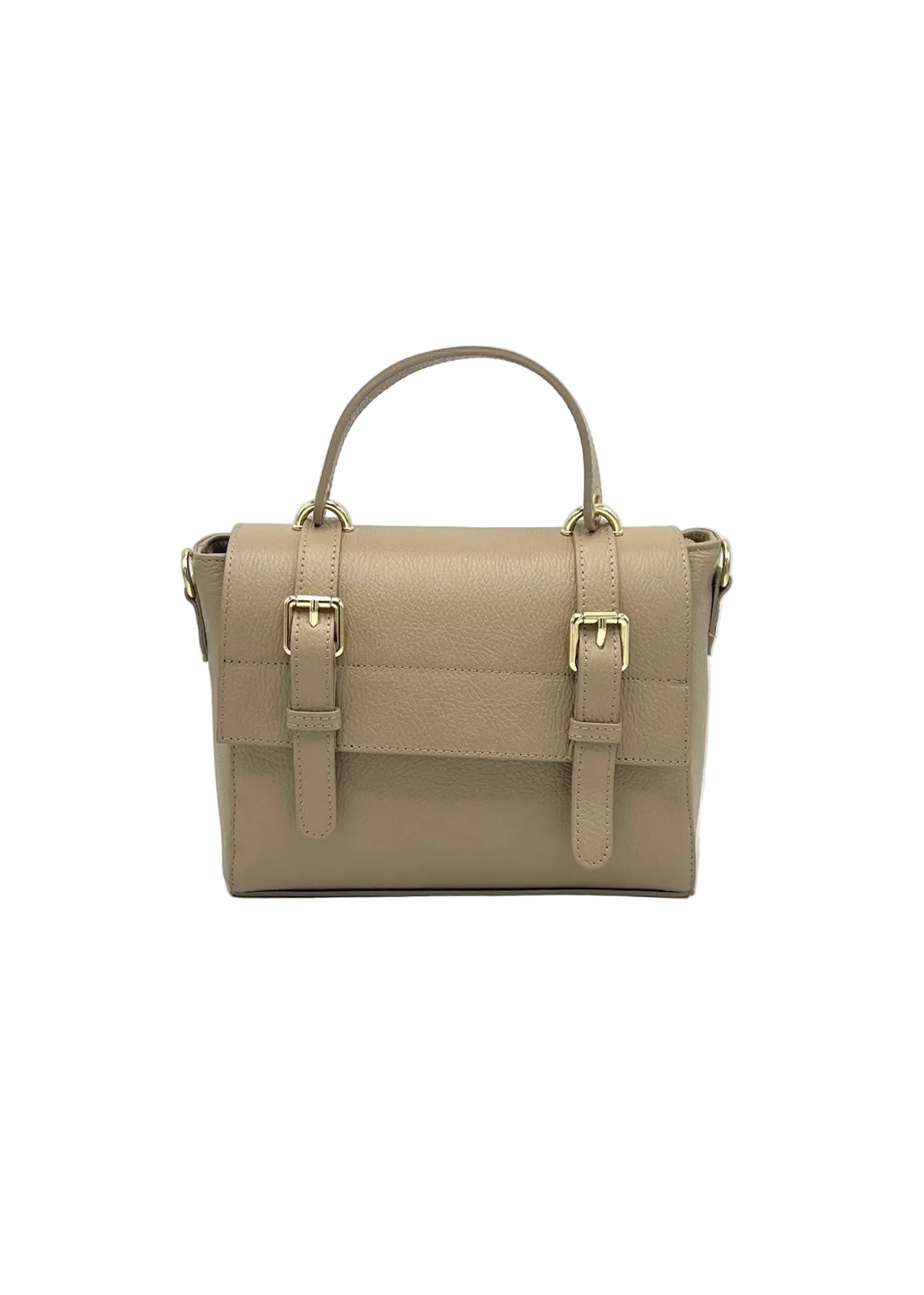 Borsa a Mano Classica da Donna in Vera Pelle, Tracolla Removibile, Made in Italy – art. 112730 Kakhi