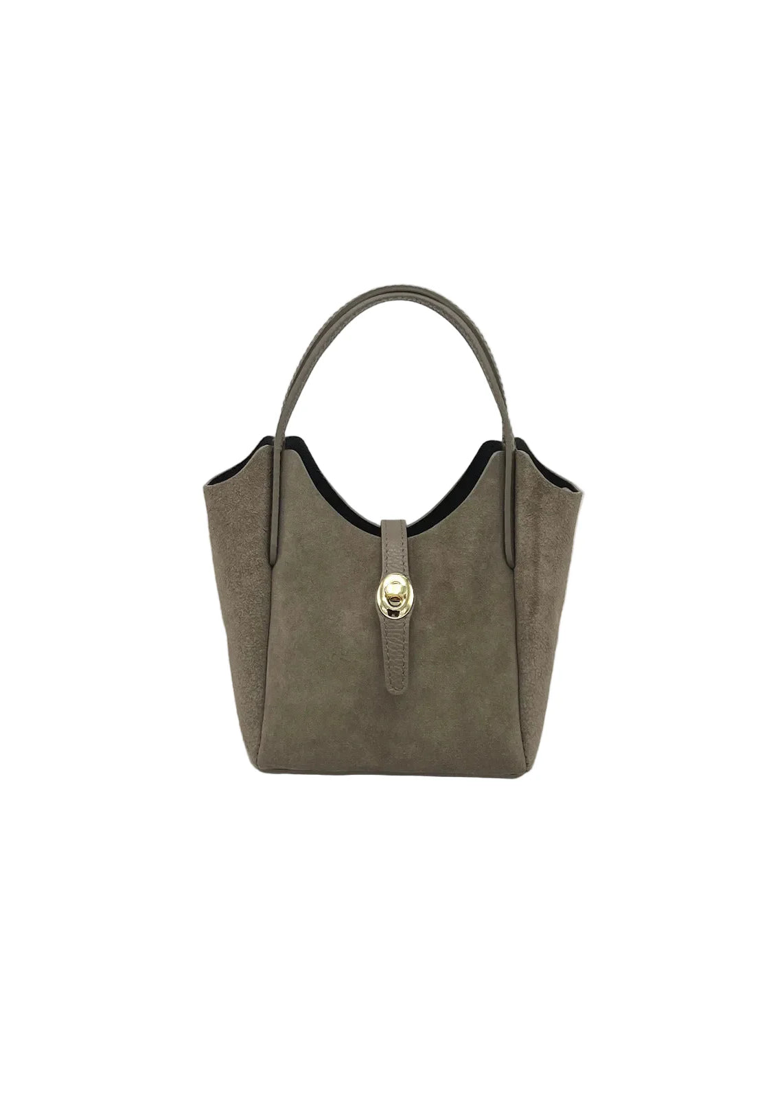 Borsa a Tracolla da Donna in Vera Pelle e Camoscio, Tracolla Removibile, Made in Italy – art. 112750 Verde.Bottiglia