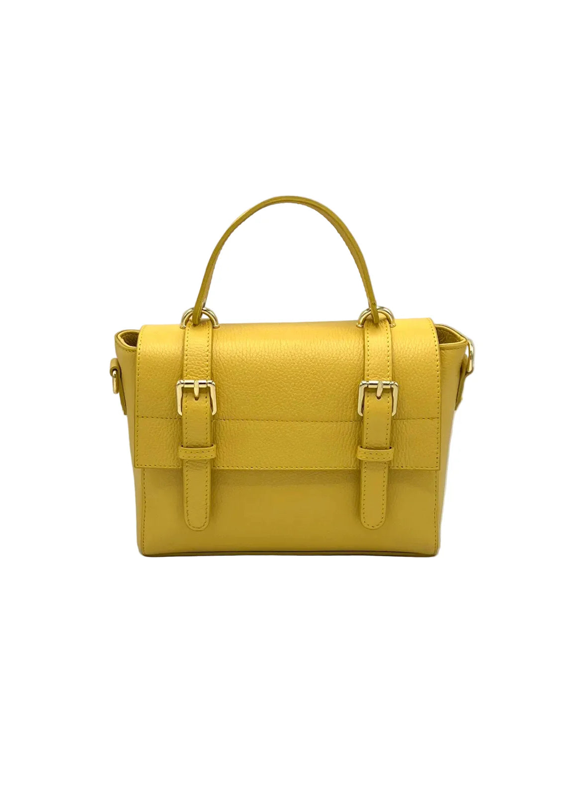Borsa a Mano Classica da Donna in Vera Pelle, Tracolla Removibile, Made in Italy – art. 112730 Giallo