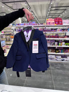 Completo Elegante Bambino Blu Notte Brillante 5 Pezzi Abito Cerimonia Matrimonio 1-14Anni Blue notte Poliestere 80%, Cotone 20%