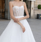 Abito da Sposa Principessa con Corsetto Nude e Strascico – Vestito Elegante in Tulle Glitter 828011