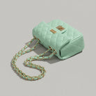 Mini Borsa Donna Trapuntata con Catena – Elegante e Compatta, Stile Italiano 9915(19×8X14cm) Green