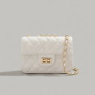 Mini Borsa Donna Trapuntata con Catena – Elegante e Compatta, Stile Italiano 9915(19×8X14cm) Bianco
