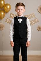 Completo elegante 5 pezzi per bambino 4–16 anni Giacca, gilet, camicia, pantaloni, papillon