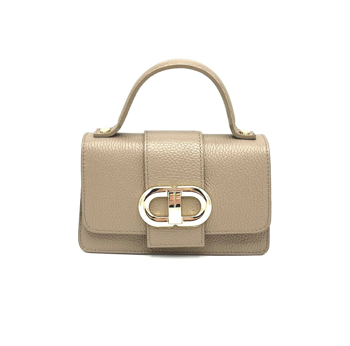 Mini Borsa a Tracolla in Vera Pelle Artigianale, Catena Removibile, Made in Italy – art. 112413 Beigi