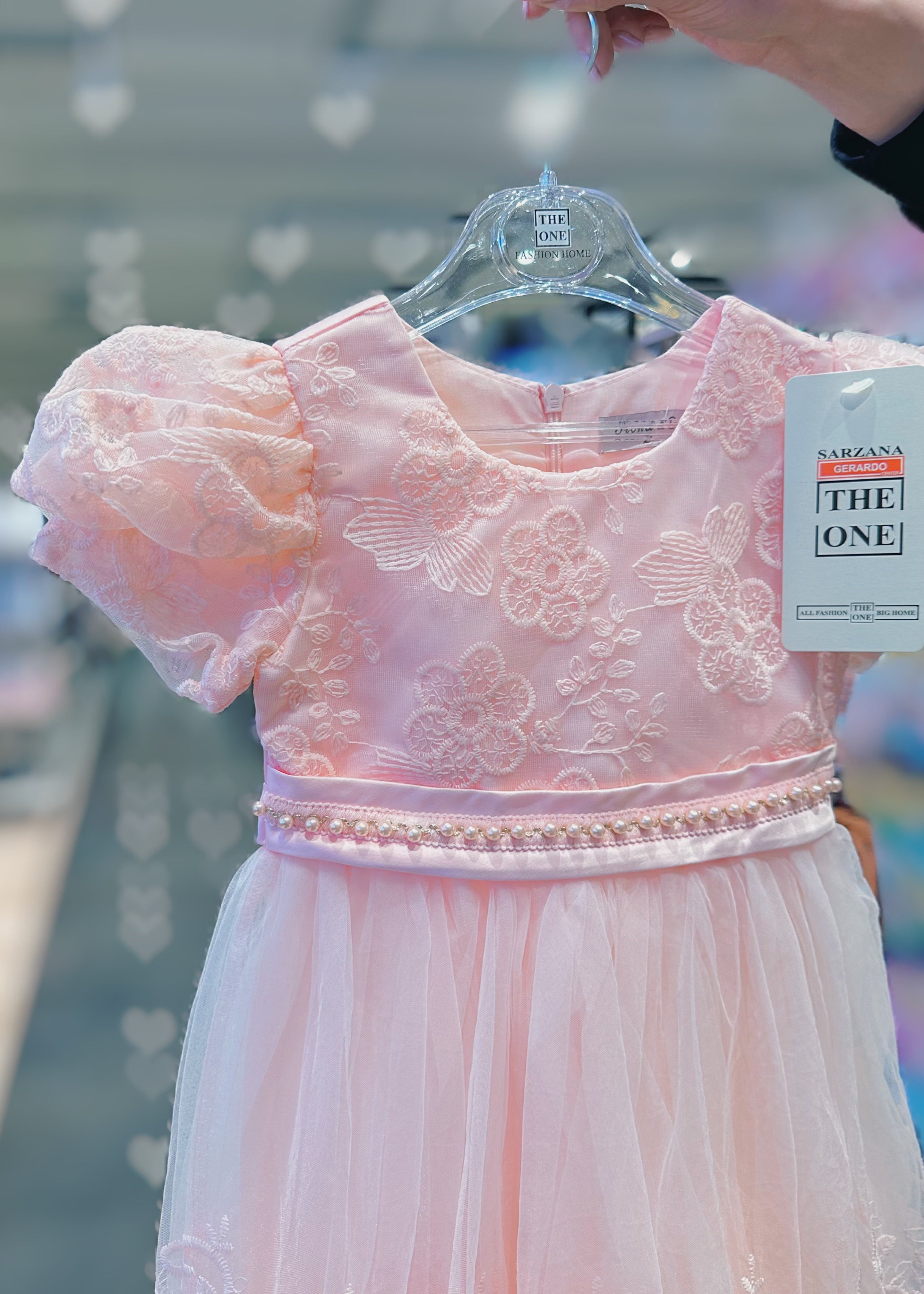Abito Elegante Bambina Rosa in Pizzo e Tulle con Vita Decorata in Strass – Vestito da Cerimonia 2-12 anni 815