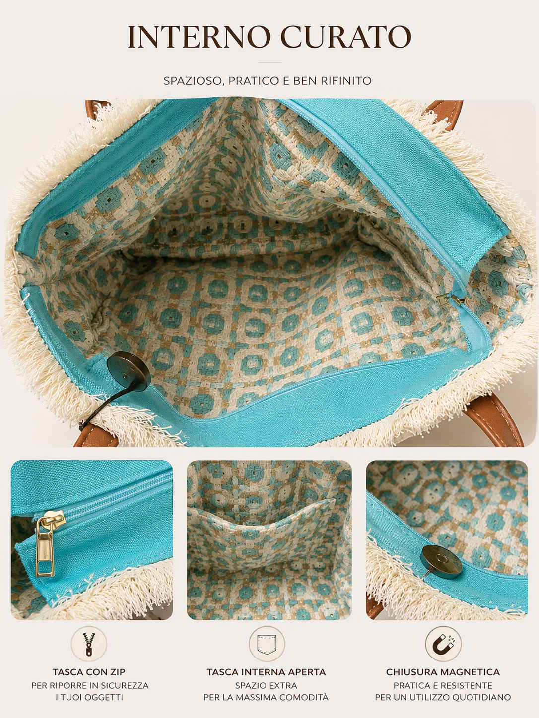 Borsa Shopper Donna Boho Chic con Frange e Nappina Decorativa