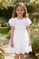 Abito da Damigella | Vestito Principessa in Pizzo Bianco | Elegante Abito da Cerimonia per Bambina 815