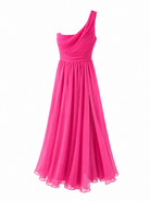Abito Damigella Monospalla in Chiffon con Spacco Laterale