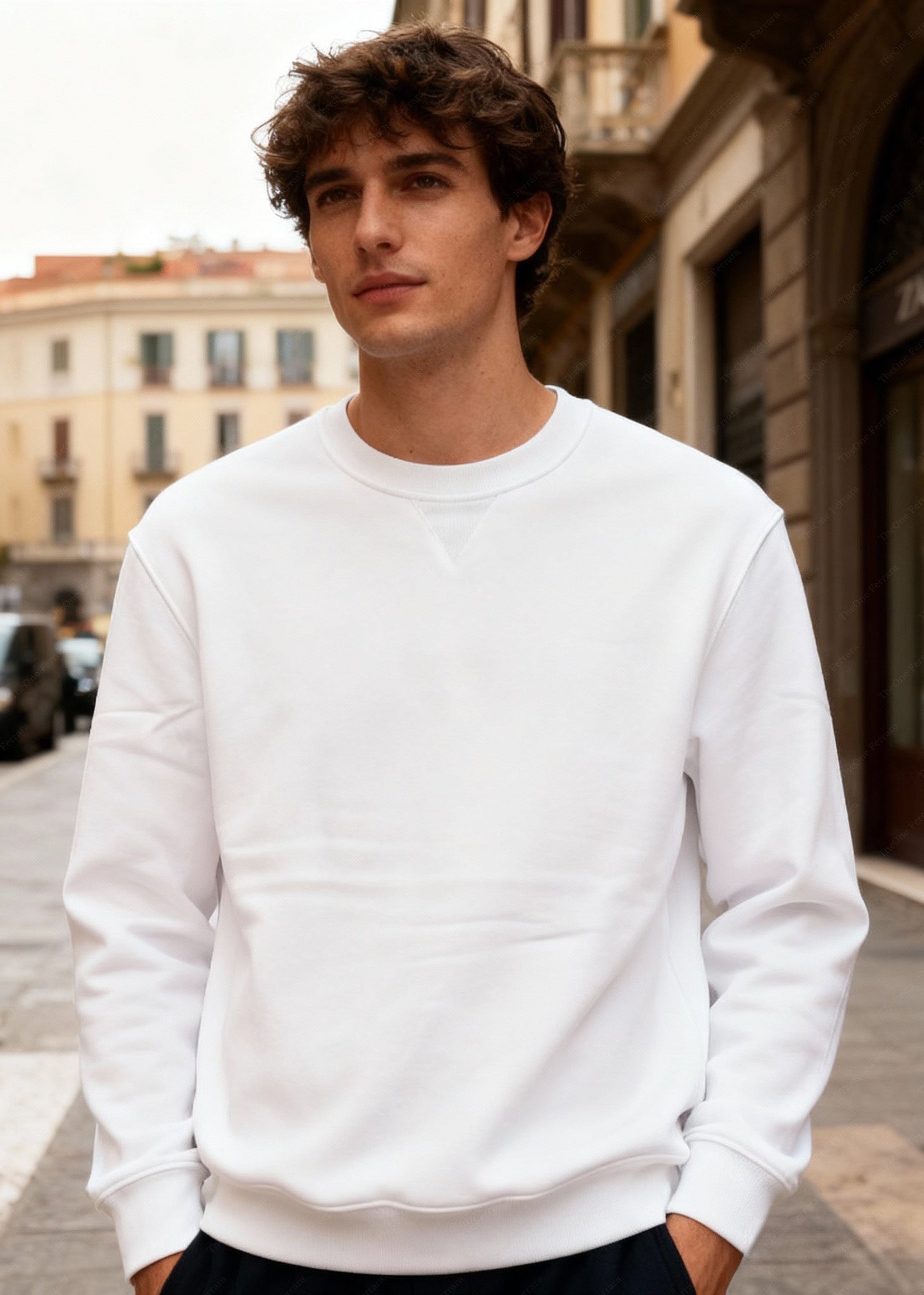 Felpa Unisex Girocollo Foderata in Pile - Pullover Caldo Classico Bianco