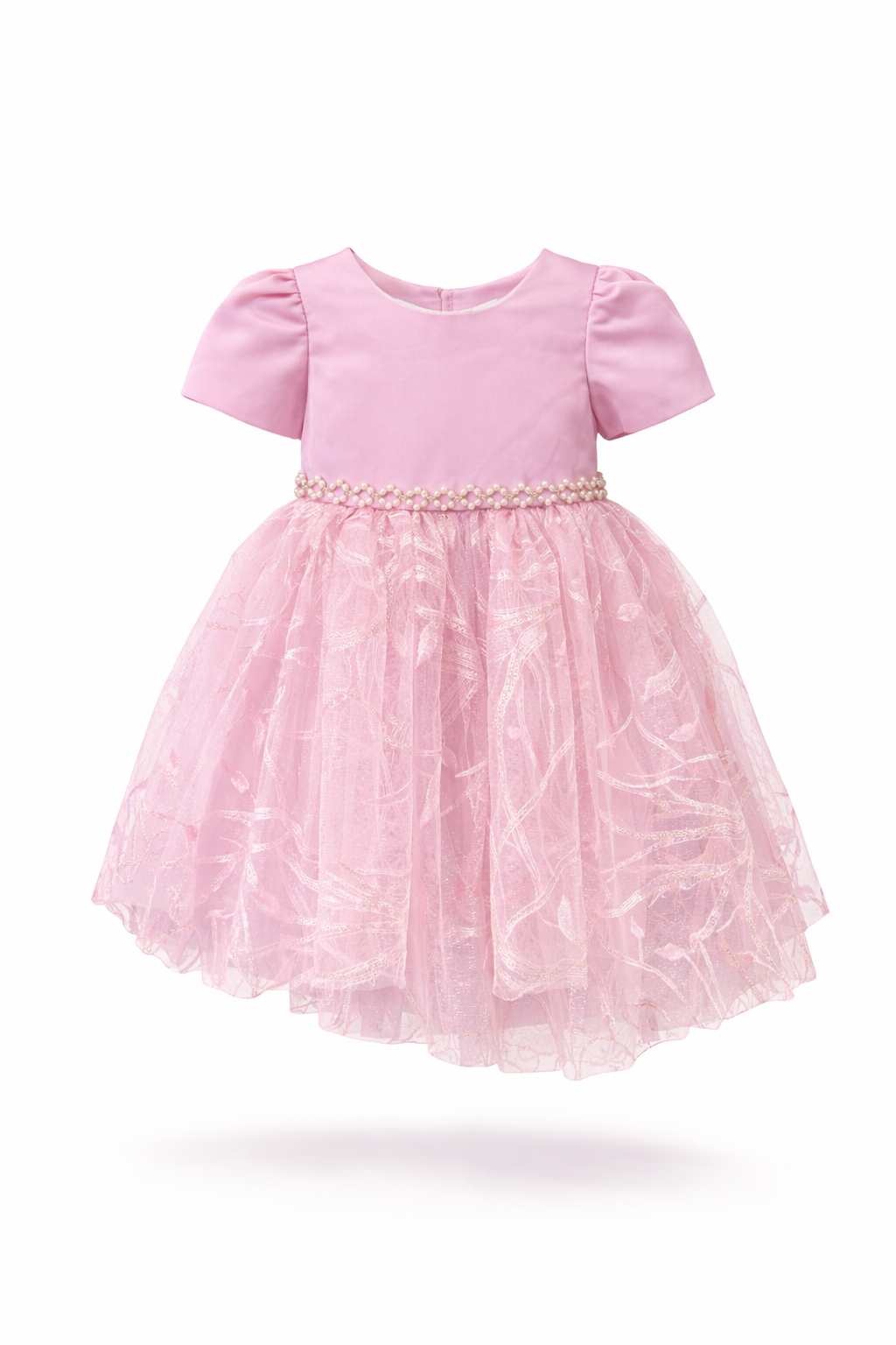 Vestito lilla bambina con perle e tulle 3M–36M Cerimonia, Compleanno, Battesimo, Damigella