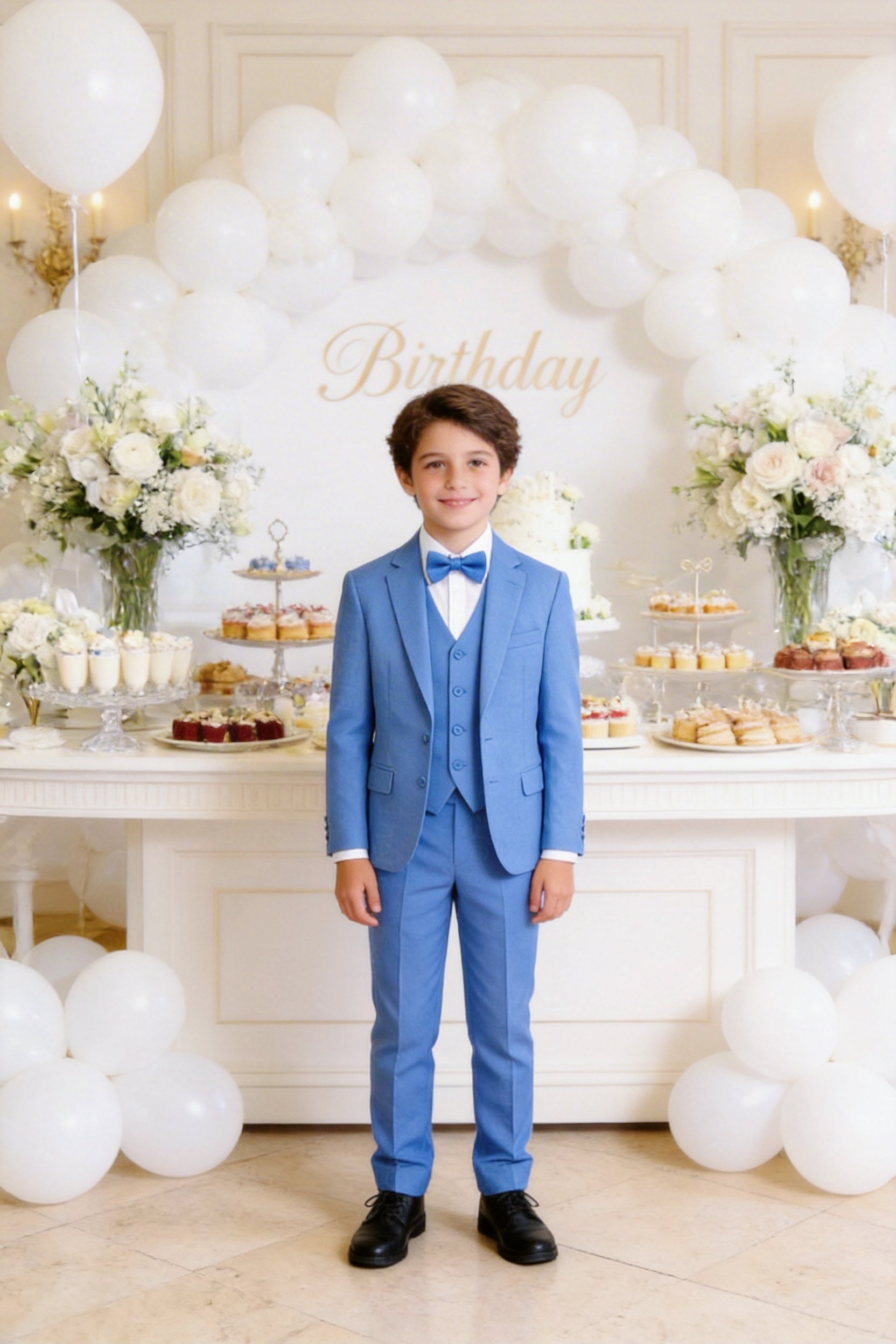 Completo Elegante Bambino Abito Cerimonia Matrimonio 5 Pezzi 1–16 Anni