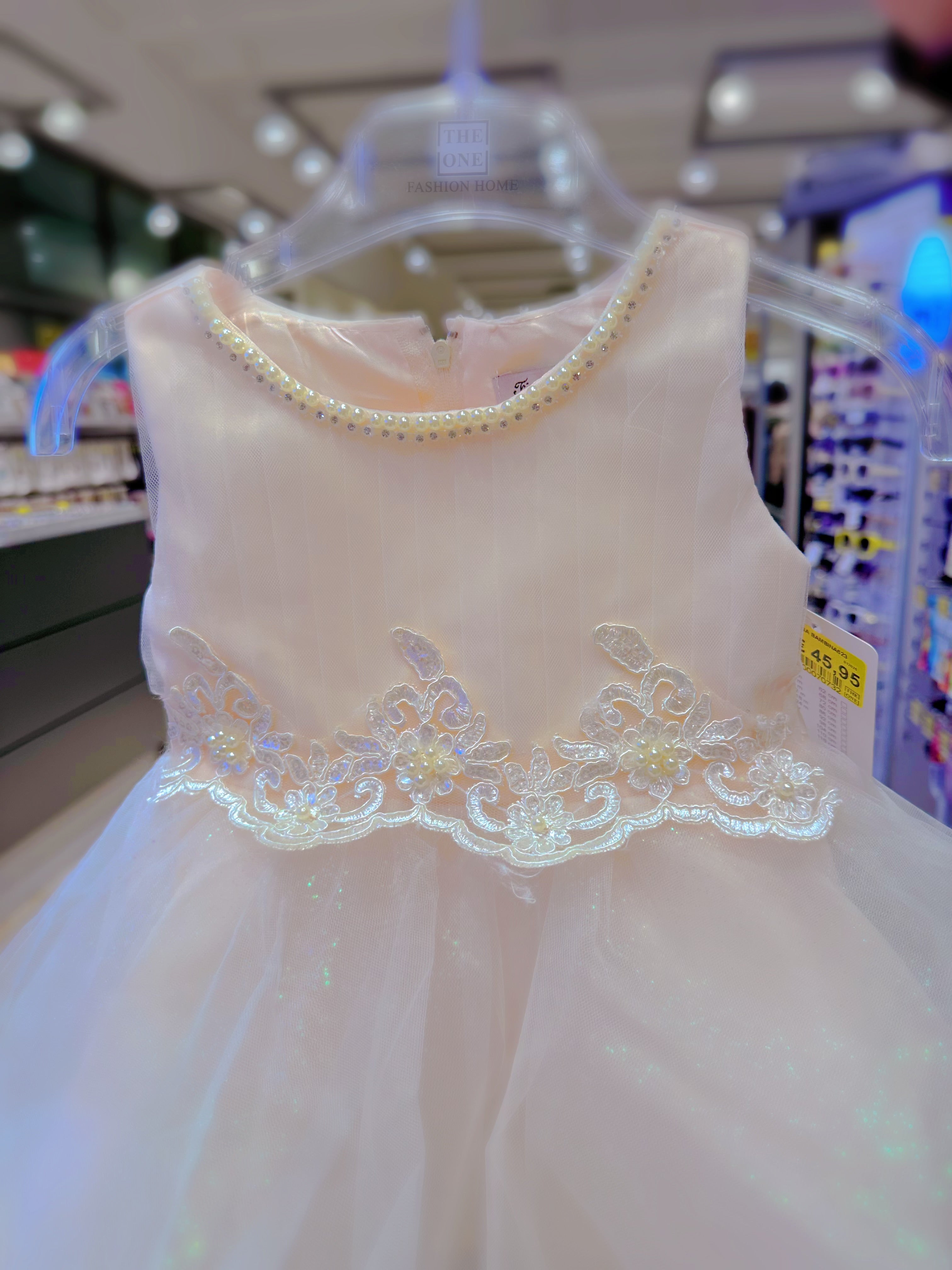 Vestito elegante color champagne per bambina 6M–36M Abito cerimonia, battesimo, compleannoTheOne Bambini