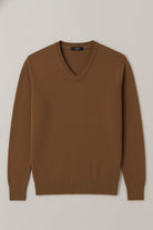 Maglione Uomo Scollo a V in Viscosa - Pullover Elasticizzato Elegante 35607 BISCOTTO