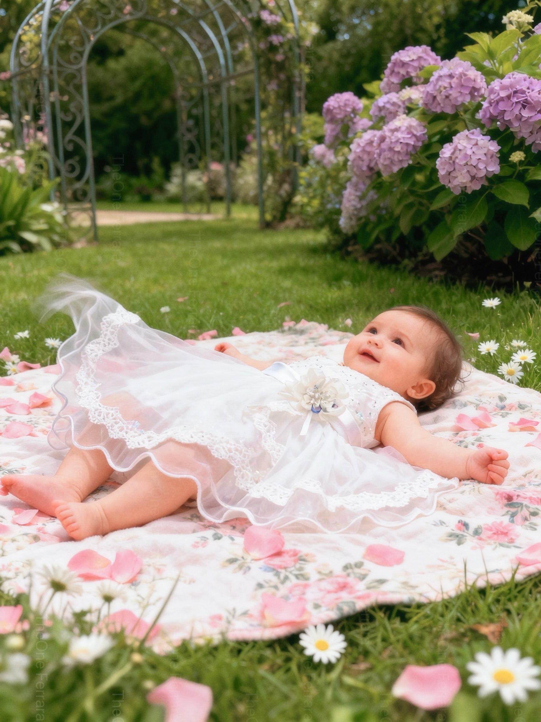 Abito da Battesimo Neonata Bianco 6–36 Mesi – Ricami con Strass, Tulle e Bordo in Pizzo | Cerimonia Chiesa 21032