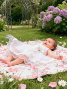 Abito da Battesimo Neonata Bianco 6–36 Mesi – Ricami con Strass, Tulle e Bordo in Pizzo | Cerimonia Chiesa 21032