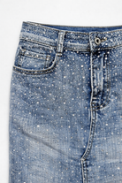 Gonna Jeans Donna Midi – Denim con Strass Vita Alta Elegante 6226
