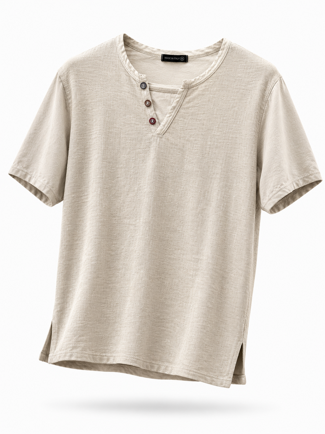 T-Shirt Uomo 100% Cotone Made in Italy | Casual Estiva Beige S