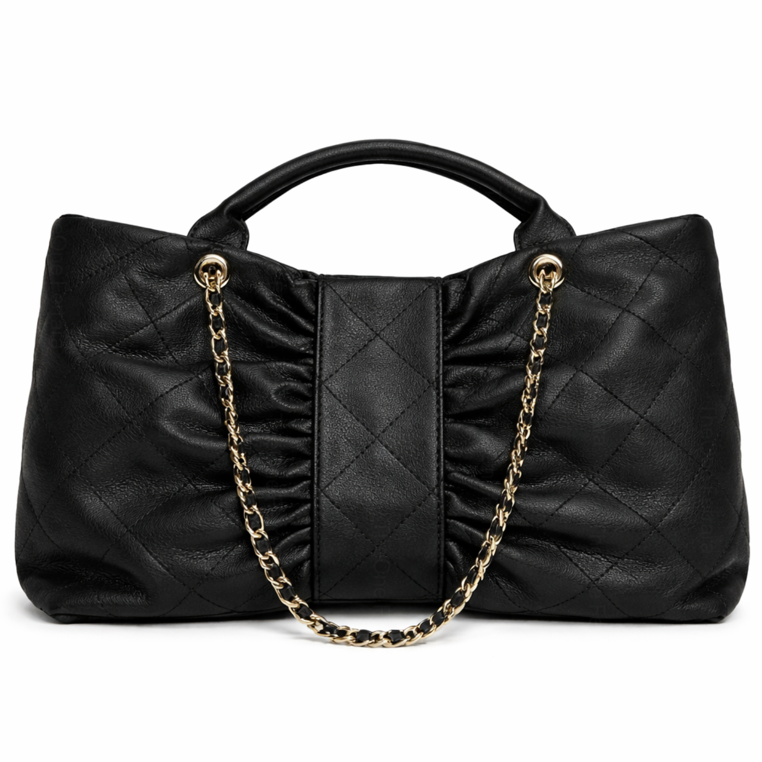 Borsa Donna Trapuntata Grande con Catena Oro – Shopper Elegante 41cm | Tote Spaziosa da Lavoro e Tempo Libero Nero 41 x 26 x 11 cm