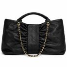 Borsa Donna Trapuntata Grande con Catena Oro – Shopper Elegante 41cm | Tote Spaziosa da Lavoro e Tempo Libero Nero 41 x 26 x 11 cm