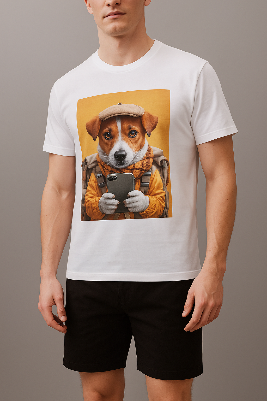 Maglietta Uomo con Cane Divertente | T-shirt Viaggiatore Cotone 2025