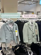 Completo Bambino Matrimonio Verde Salvia 5 Pezzi Elegante 1-16 Anni