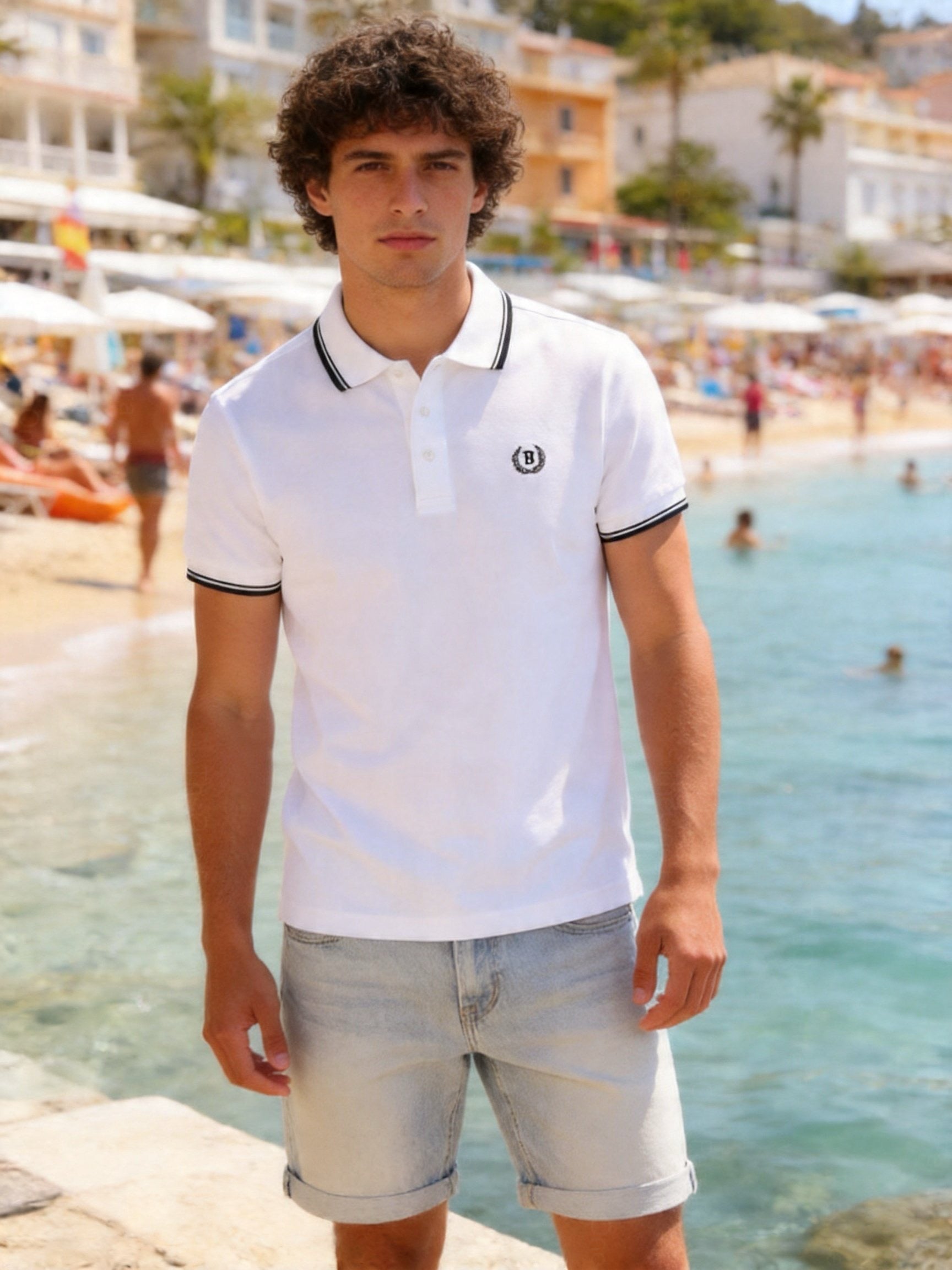 Polo Uomo 100% Cotone Manica Corta Tinta Unita Casual Estate Maglietta Uomo S-3XL Bianco