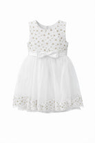 Abito da Cerimonia Bambina Bianco 2–12 Anni – Tulle Elegante con Fiocco | Battesimo, Matrimonio, Comunione 662 Bianco